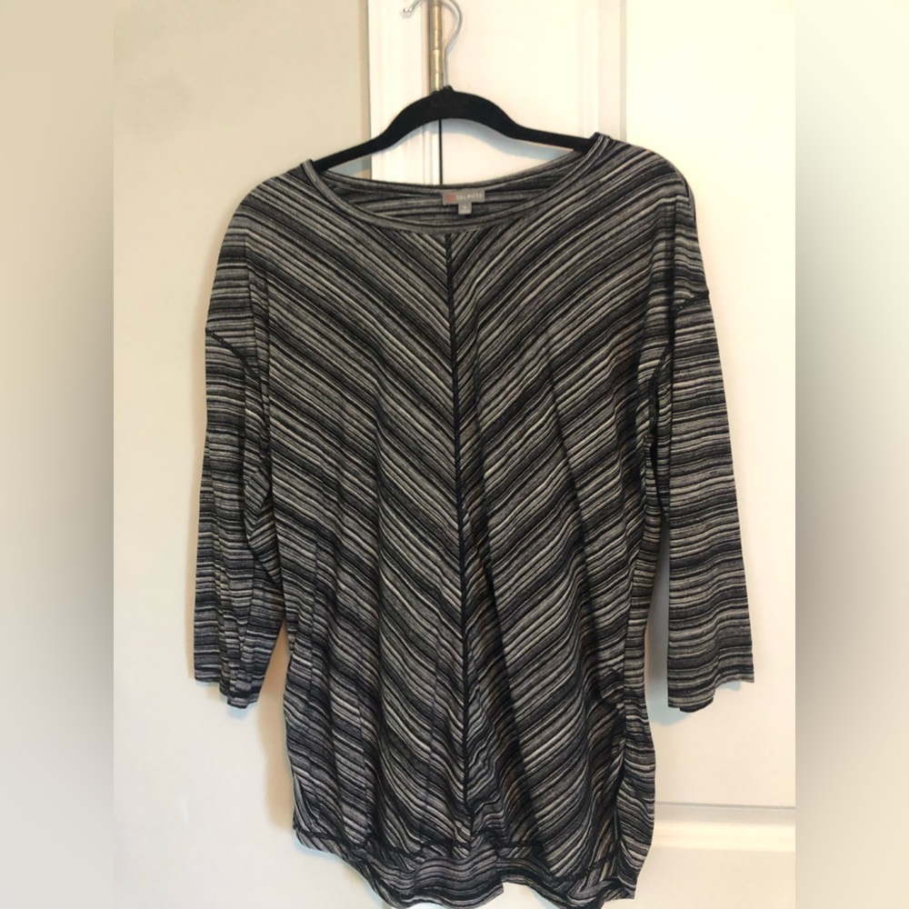 Medium women’s Talbots striped black and white 3/4 shirt.